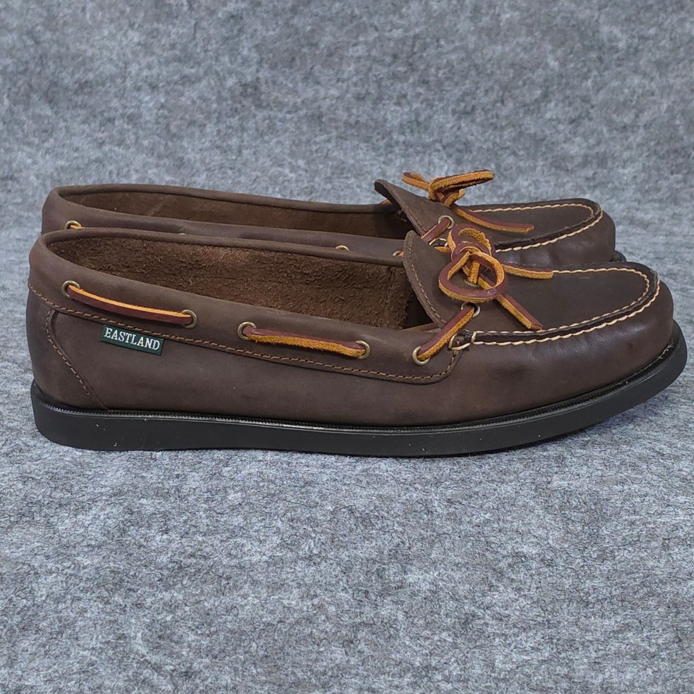 Eastland Yarmouth Bomber Brown Leather Camp Moc Loafers Womens 10 3366-17M